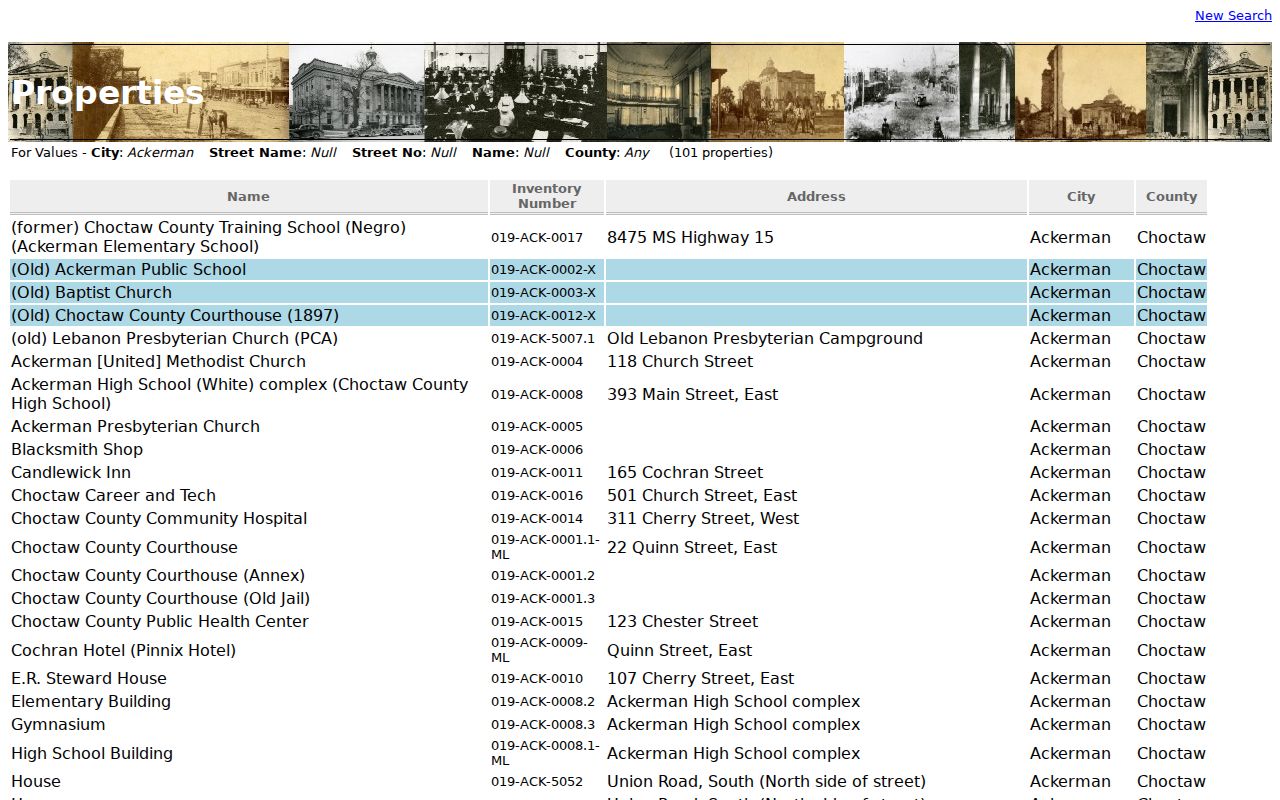 Ackerman court record historic property search image