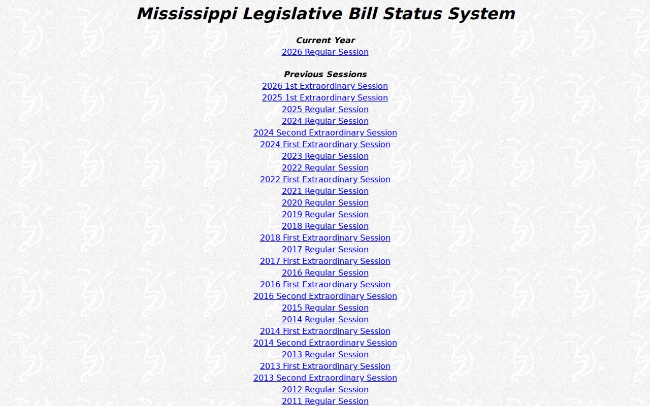 Choctaw County case lookup Mississippi Legislature bill-status system reference