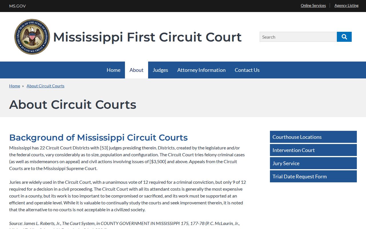 Choctaw County civil docket Mississippi Circuit Court jurisdiction reference