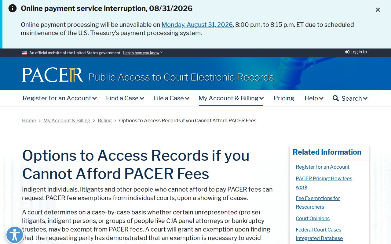 Choctaw County court record research source for PACER federal access options
