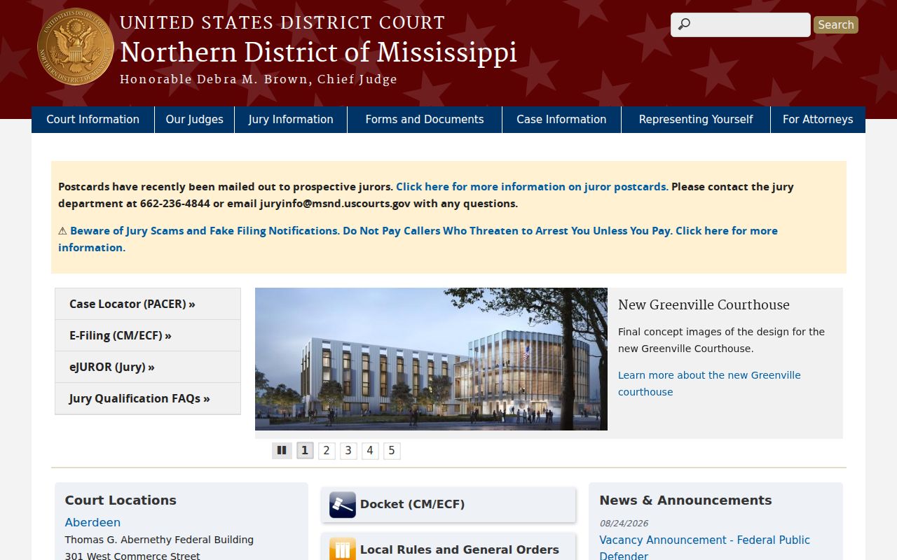 Choctaw County court docket Northern District of Mississippi court source